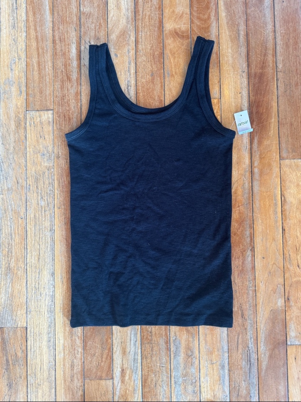 aerie Black Ribbed Tank Top